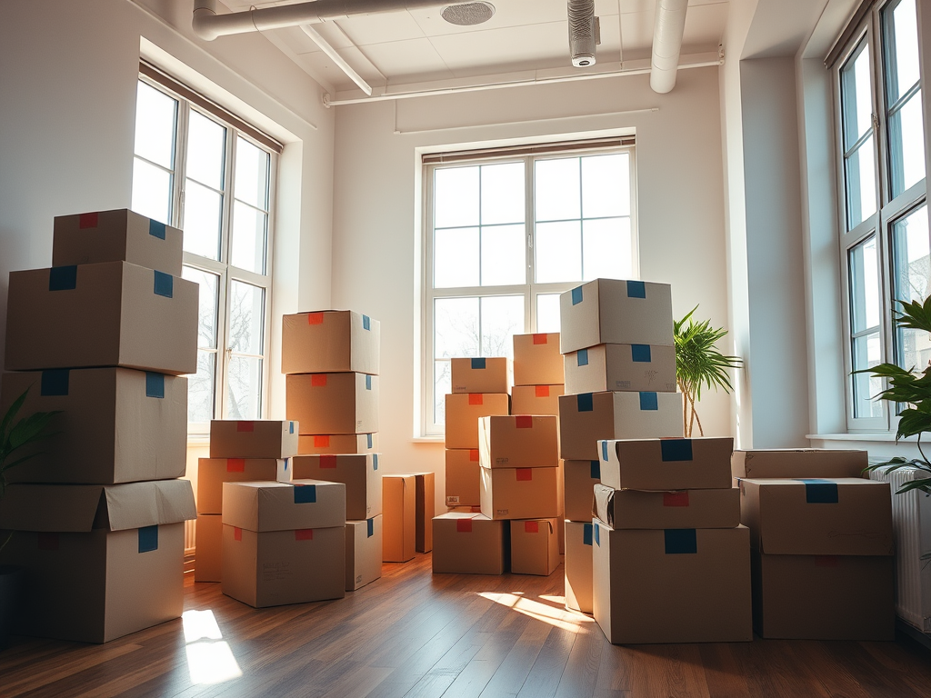 Moving boxes in an apartment